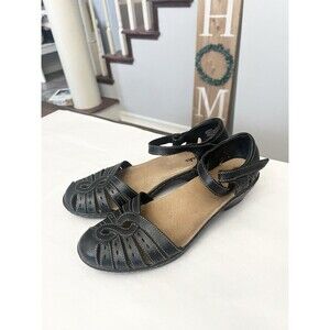 Clarks Unstructured Mary Jane Shoes Women's 6.5 M Black Leather Wedge Haurache